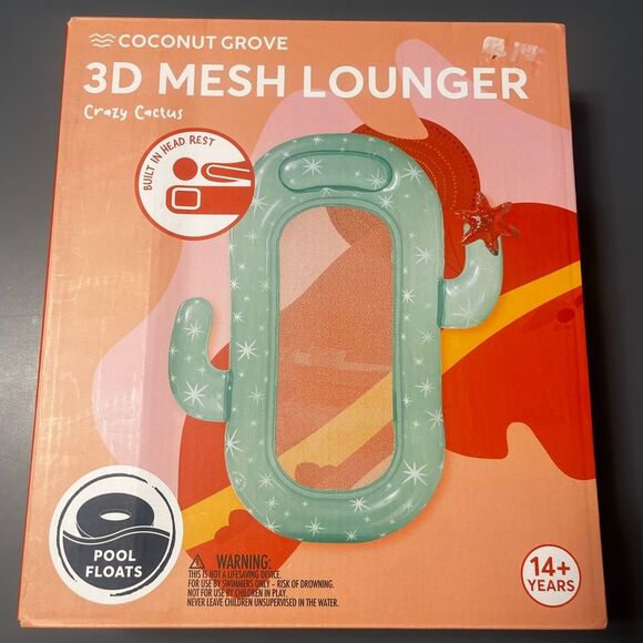 Coconut Grove 3D Green Crazy Cactus Adult Mesh Lounger Pool Float (Length 62.5") - Picture 1 of 8